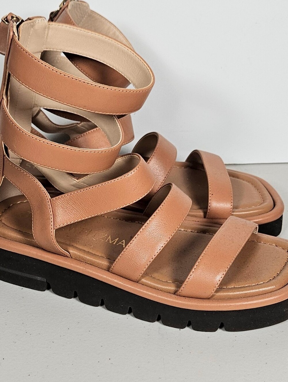 $550 Stuart Weitzman Gala Lift Leather Sandal STRAPPY GLADIATOR camel 5.5 (DB23)